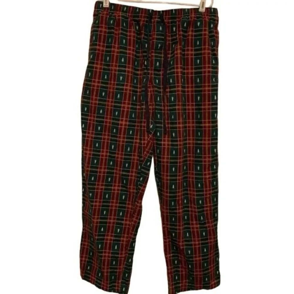 PAJAMAGRAM MEN'S SIZE LARGE RED & GREEN PLAID PAJAMA PANTS